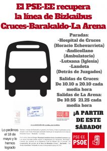 El PSE-EE recupera la línea de Bizkaibus Cruces-Barakaldo-La Arena